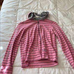 under armor zip up pink striped jacket